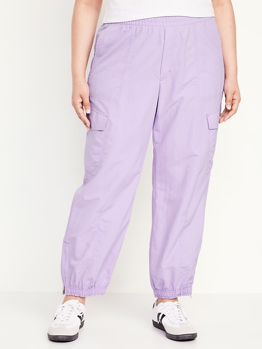 Image number 7 showing, High-Waisted Ankle-Zip Cargo Joggers