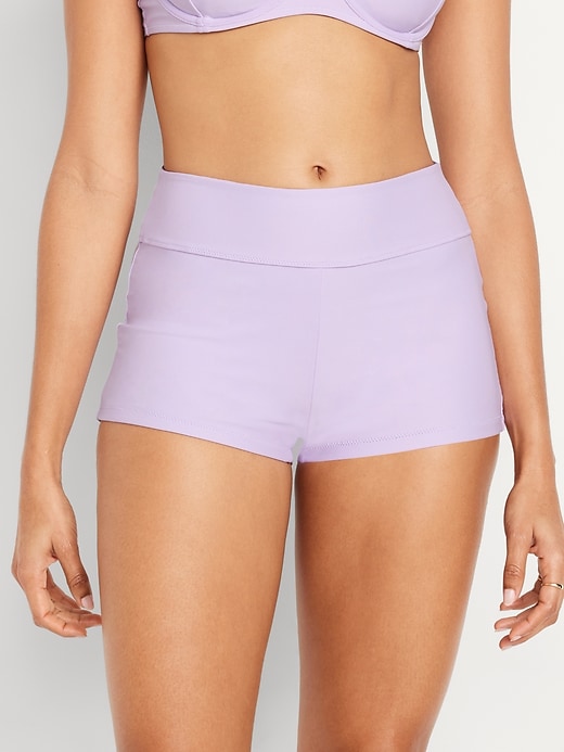 Image number 1 showing, High-Waisted Swim Shorts -- 2-inch inseam