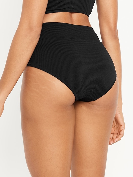 Gillian High Waist Full Bikini Bottom in Black Squiggle, Beach Bunny