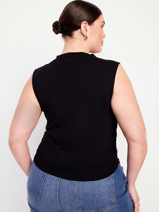 Image number 8 showing, Mock-Neck Ruched Tank Top