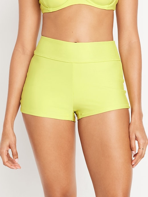 Image number 1 showing, High-Waisted Swim Shorts -- 2-inch inseam
