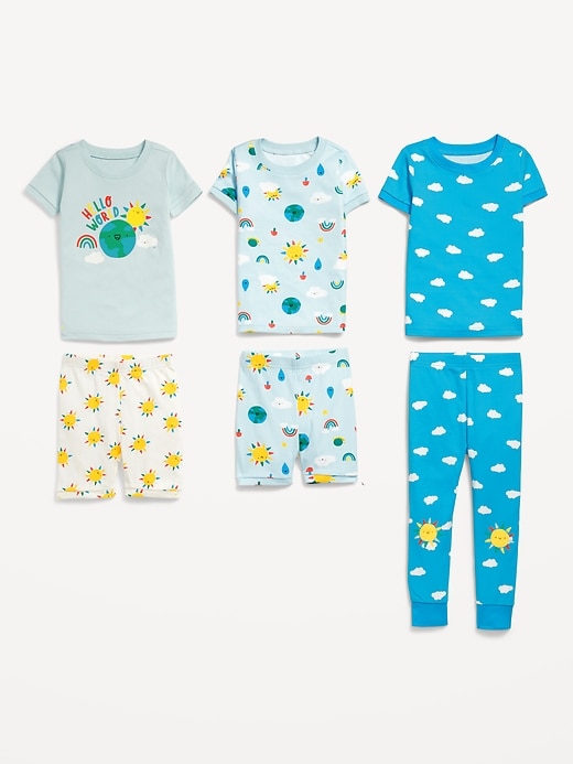 View large product image 2 of 2. Unisex Snug-Fit 6-Piece Pajama Set for Toddler & Baby