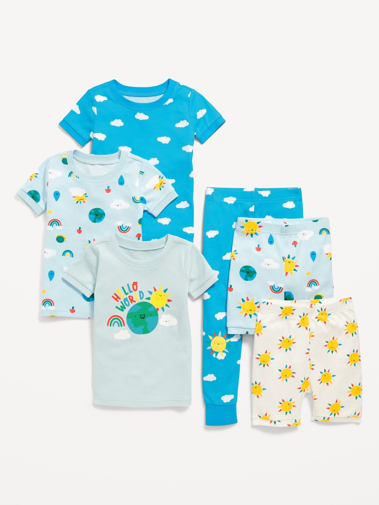 Unisex 6-Piece Printed Pajama Set for Toddler & Baby