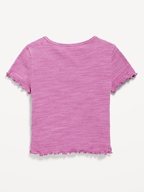 View large product image 3 of 3. Short-Sleeve Textured Knit Side-Ruched Top for Girls