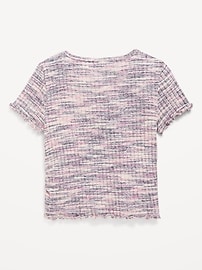 View large product image 3 of 3. Short-Sleeve Textured Knit Side-Ruched Top for Girls