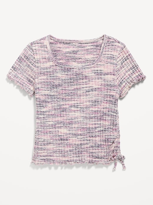 View large product image 2 of 3. Short-Sleeve Textured Knit Side-Ruched Top for Girls