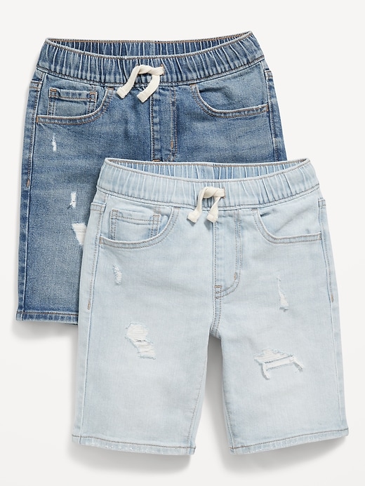 View large product image 1 of 2. Knee Length 360° Stretch Pull-On Jean Shorts 2-Pack for Boys