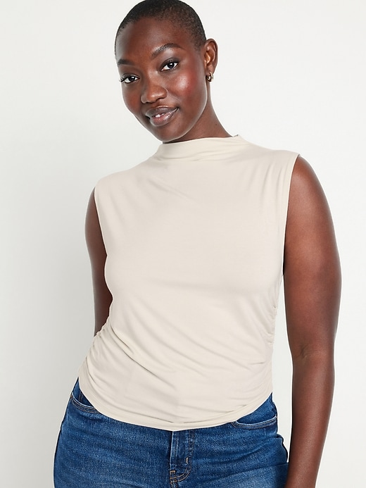 Image number 5 showing, Mock-Neck Ruched Tank Top