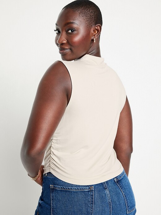 Image number 6 showing, Mock-Neck Ruched Tank Top