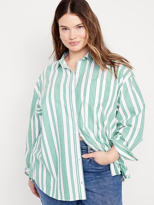 Image number 7 showing, Oversized Button-Down Boyfriend Shirt