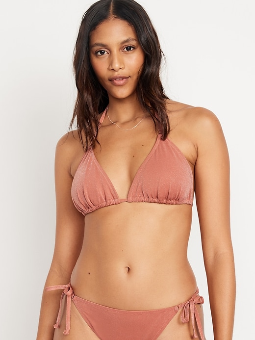 Image number 1 showing, Shine Triangle String Bikini Swim Top