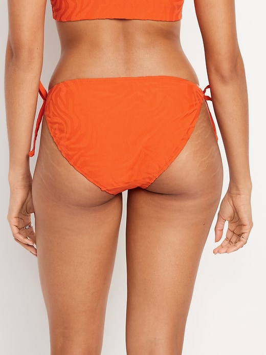 Image number 2 showing, Mid-Rise Textured String Bikini Swim Bottoms
