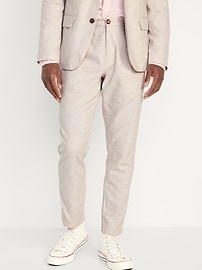 Loose Taper Linen-Blend Ankle Pants