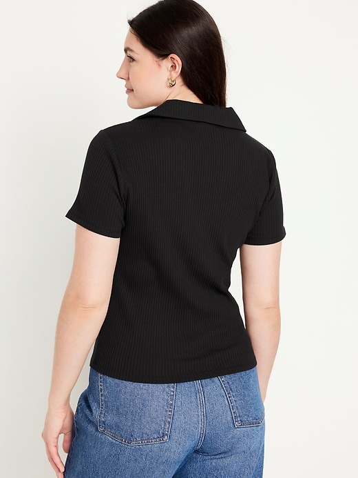 Image number 6 showing, Short-Sleeve Rib-Knit Collared Shirt