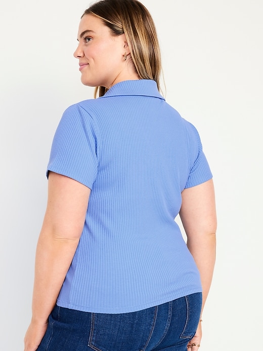 Image number 8 showing, Short-Sleeve Rib-Knit Collared Shirt