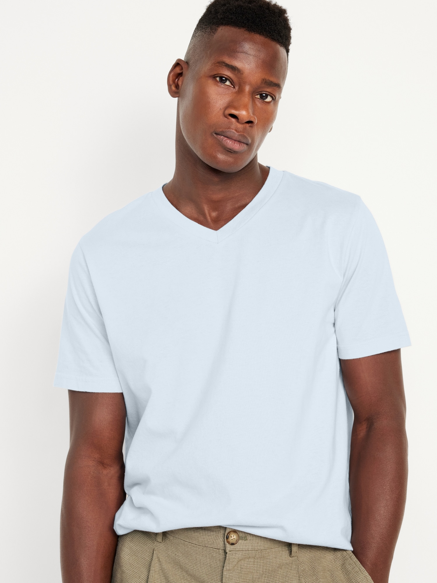 Regular Fit V-neck T-shirt - White - Men