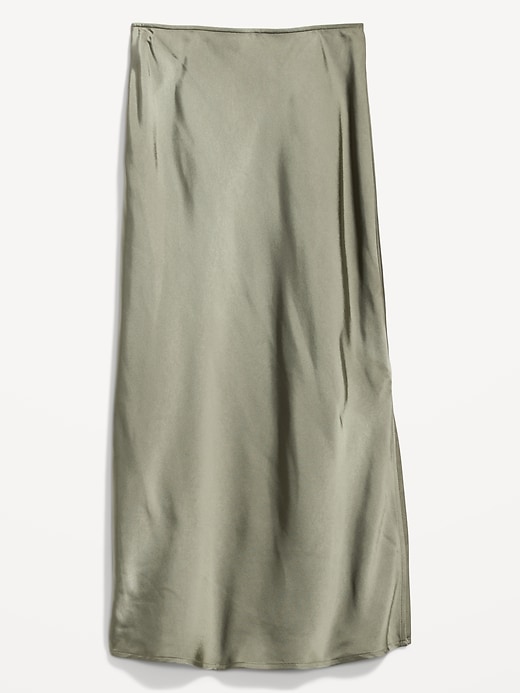 Image number 4 showing, High-Waisted Satin Midi Slip Skirt