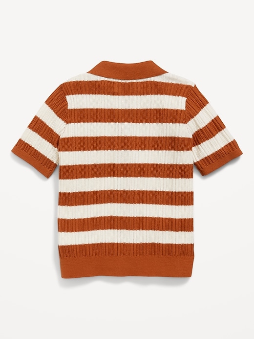 View large product image 2 of 3. Striped Button-Front Pocket Sweater for Toddler Boys