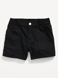 View large product image 3 of 3. Elasticized High-Waisted Utility Jean Shorts for Girls