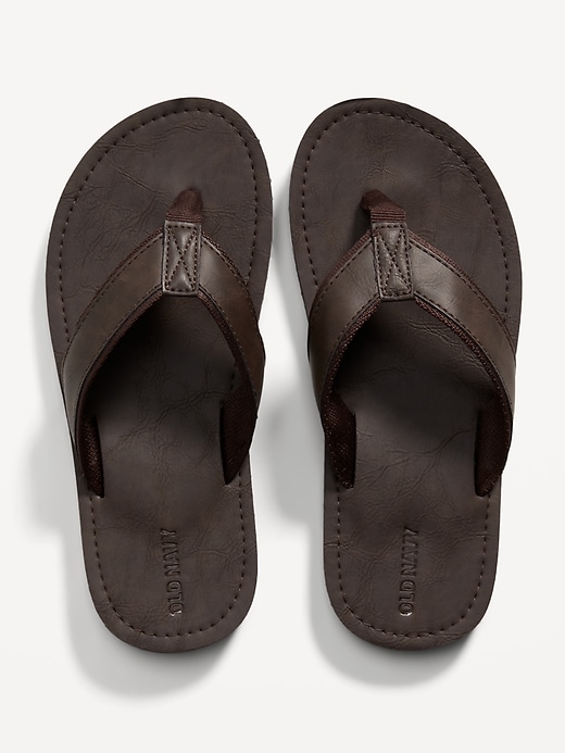 View large product image 1 of 1. Faux-Leather Flip-Flop Sandals for Boys