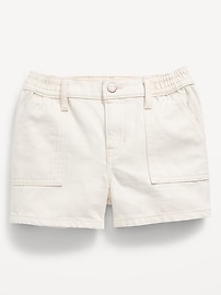 View large product image 4 of 4. Elasticized High-Waisted Utility Jean Shorts for Girls