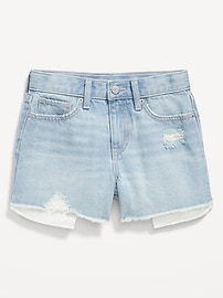 View large product image 4 of 4. High-Waisted Exposed Pocket Jean Shorts for Girls