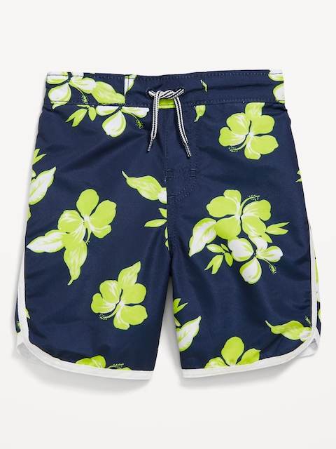 Printed Board Shorts for Toddler Boys - Navy Floral