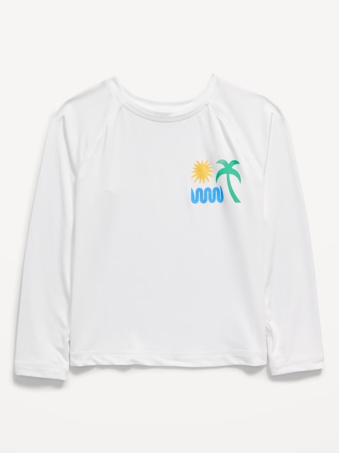Long-Sleeve Graphic Rashguard Swim Top for Toddler Boys