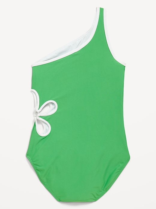 View large product image 2 of 3. One-Shoulder Side-Cutout One-Piece Swimsuit for Girls