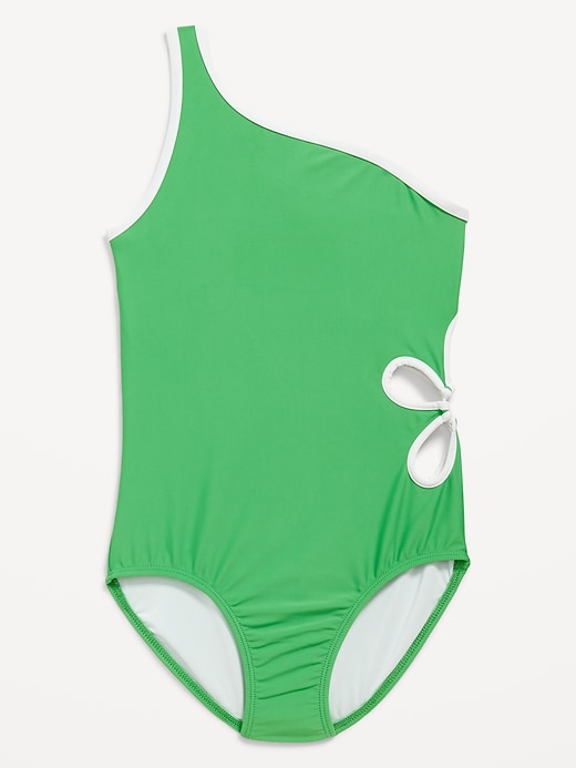 View large product image 1 of 3. One-Shoulder Side-Cutout One-Piece Swimsuit for Girls