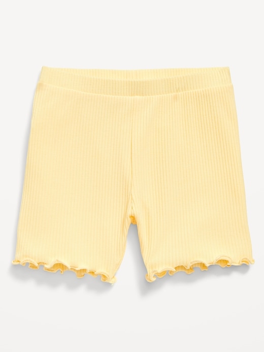 View large product image 1 of 1. Rib-Knit Lettuce-Edge Biker Shorts for Toddler Girls