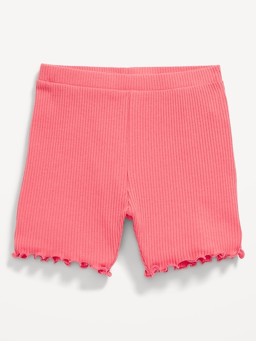 View large product image 1 of 2. Rib-Knit Lettuce-Edge Biker Shorts for Toddler Girls