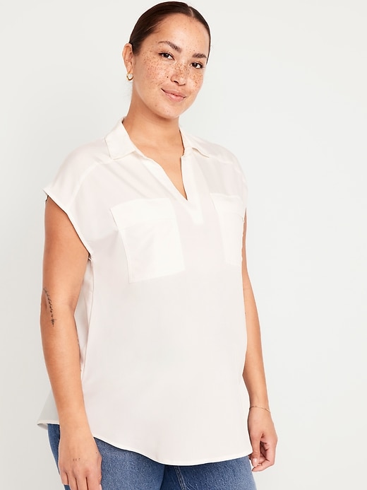 View large product image 1 of 2. Maternity Dolman Sleeve Blouse