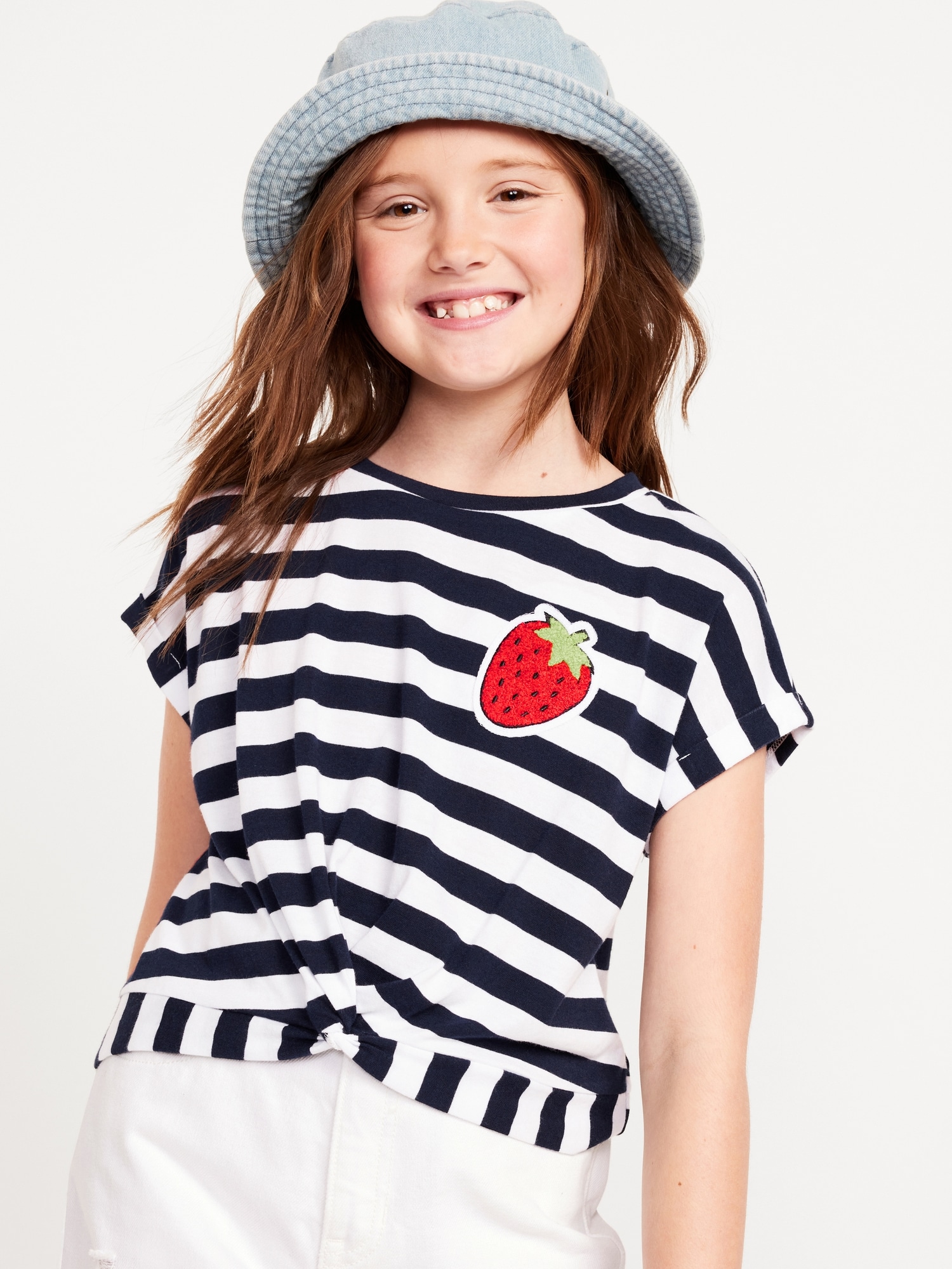 Printed Short-Sleeve Twist-Front T-Shirt for Girls Hot Deal