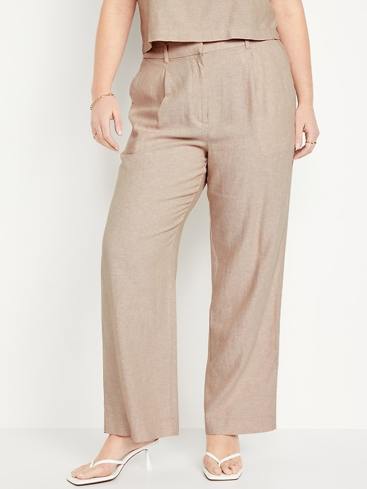 Image number 5 showing, Extra High-Waisted Linen-Blend Wide-Leg Taylor Pants