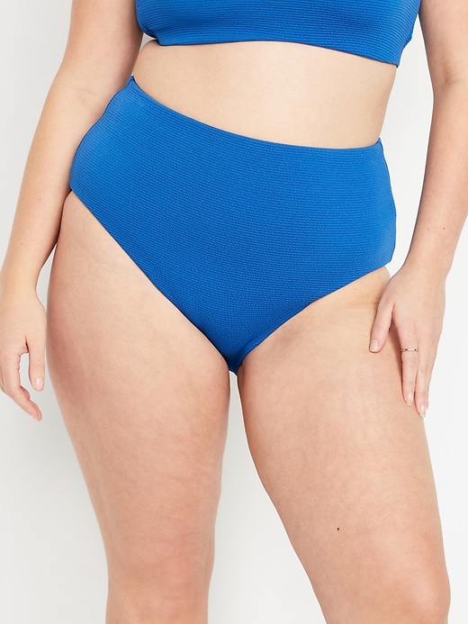 Image number 4 showing, High-Waisted French-Cut Puckered Bikini Swim Bottoms