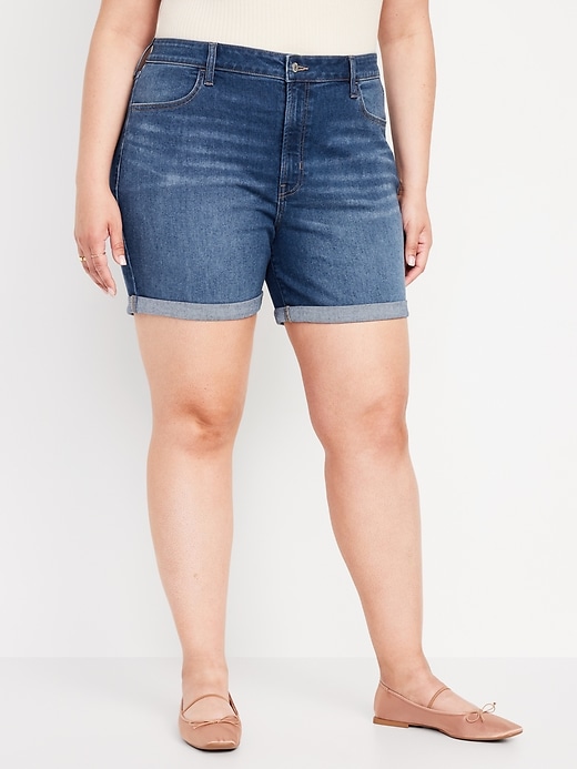Image number 7 showing, High-Waisted Wow Jean Shorts -- 5-inch inseam