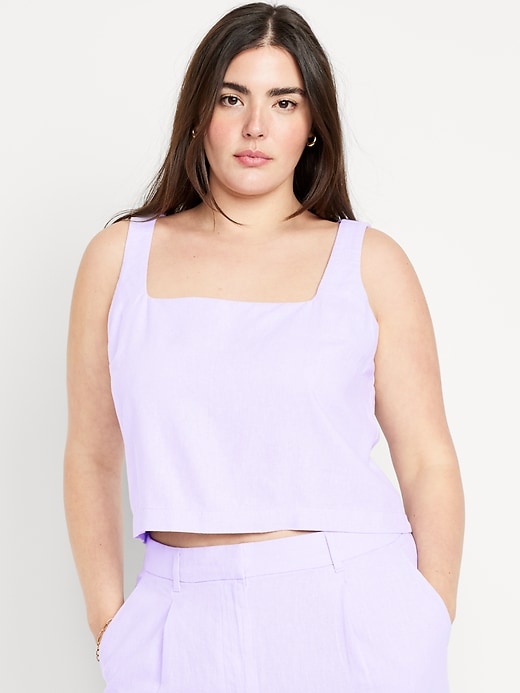 Image number 5 showing, Sleeveless Linen-Blend Crop Top