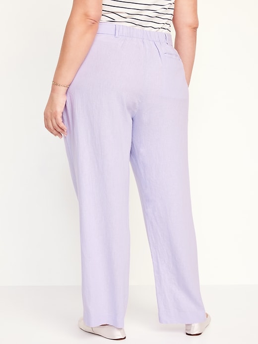 Image number 8 showing, Extra High-Waisted Linen-Blend Wide-Leg Taylor Pants