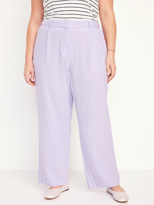 Image number 7 showing, Extra High-Waisted Linen-Blend Wide-Leg Taylor Pants