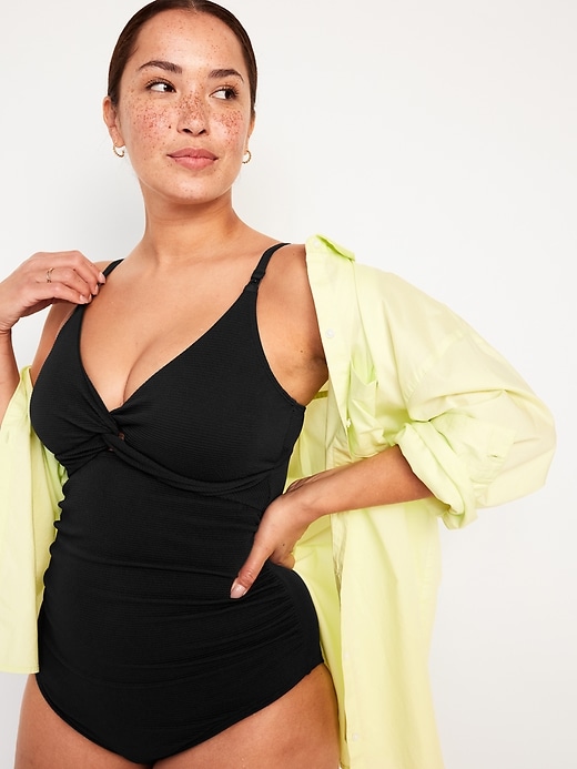 Image number 3 showing, Maternity Twist-Front Nursing Swimsuit