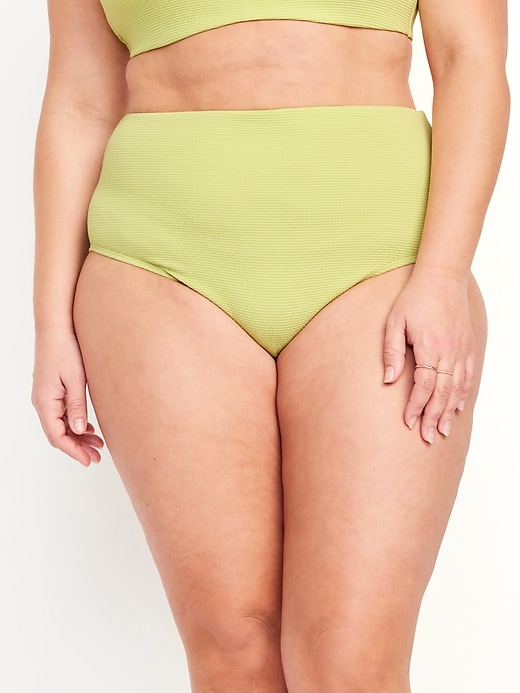 Image number 7 showing, High-Waisted French-Cut Puckered Bikini Swim Bottoms
