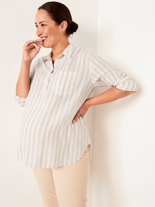 Image number 7 showing, Maternity Boyfriend Popover Shirt