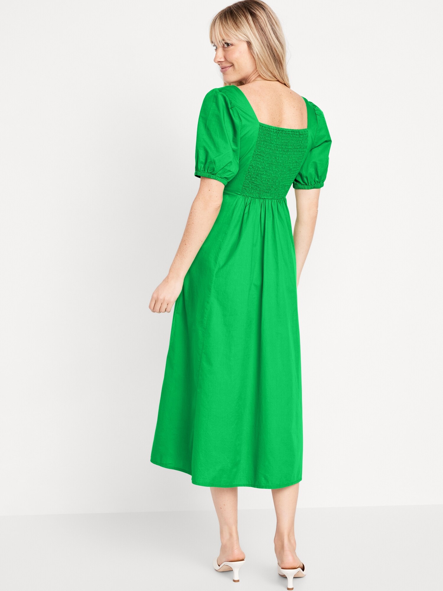 Puff Sleeve Midi Swing Dress Old Navy