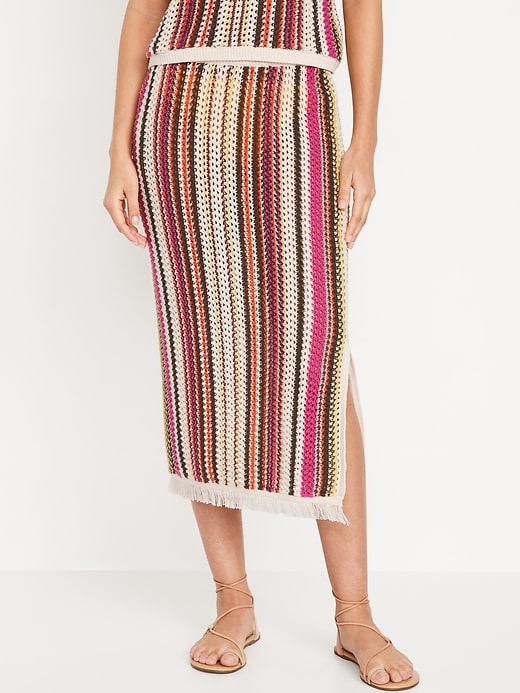 Image number 1 showing, Open-Stitch Midi Skirt