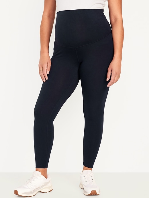 Image number 1 showing, Maternity Rollover-Waist PowerChill 7/8-Length Leggings