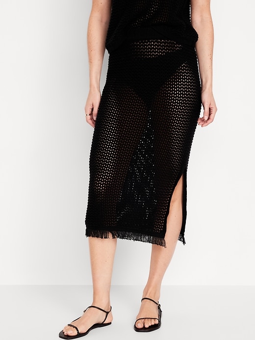 Image number 1 showing, Open-Stitch Midi Skirt