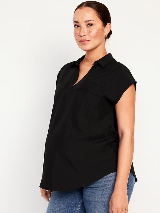 Hatch Maternity V Neck Notched Hi Low hotsell Dolman Sleeve Blouse Black One Size