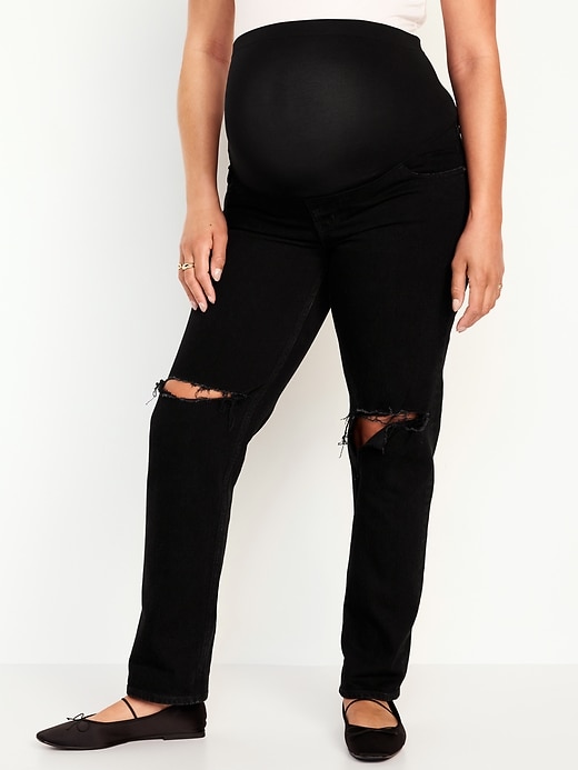 Image number 1 showing, Maternity Full Panel Boyfriend Straight Jeans