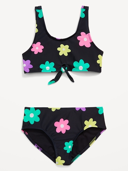 View large product image 1 of 2. Printed Tie-Front Bikini Swim Set for Girls